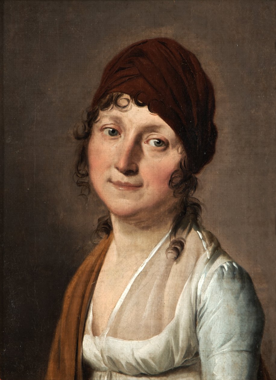 Retrato de uma mulher com uma fita vermelha no cabelo de Louis Leopold Boilly