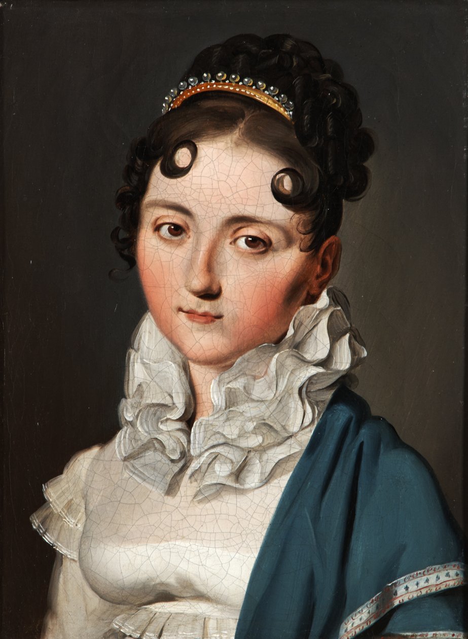 Retrato de uma jovem com xaile verde de Louis Leopold Boilly
