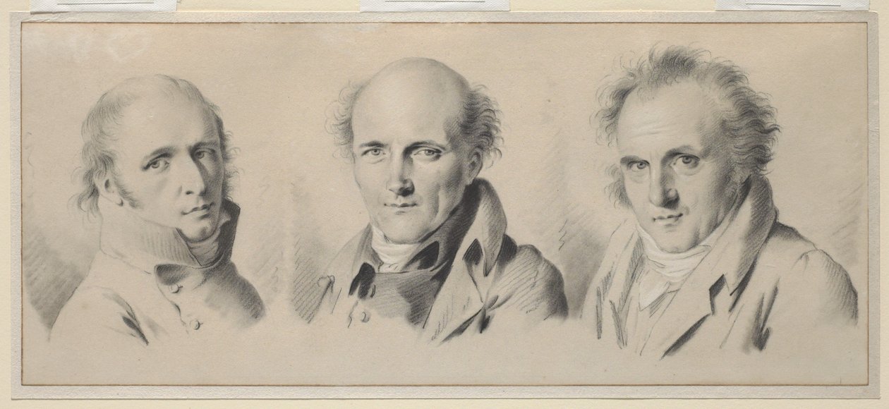 Retratos de Charles Percier, Pierre-François Leotard Fontaine e Claude-Louis Bernier, antes de 1807 de Louis Leopold Boilly