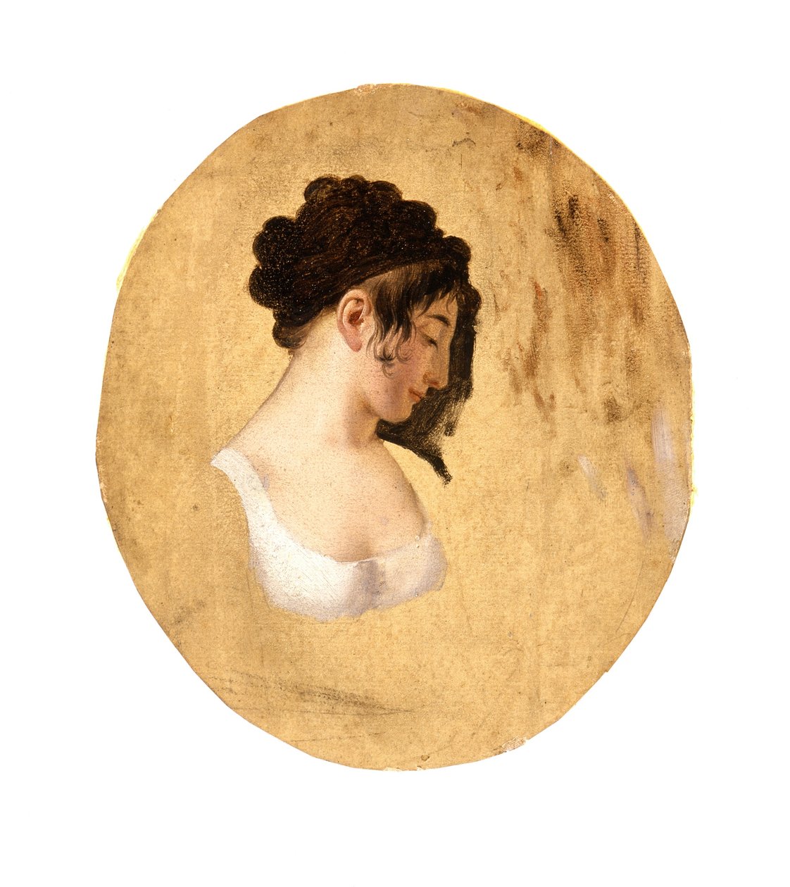 Perfil da cabeça de uma jovem mulher, c.1794 (óleo sobre papel sobre tela) de Louis Leopold Boilly