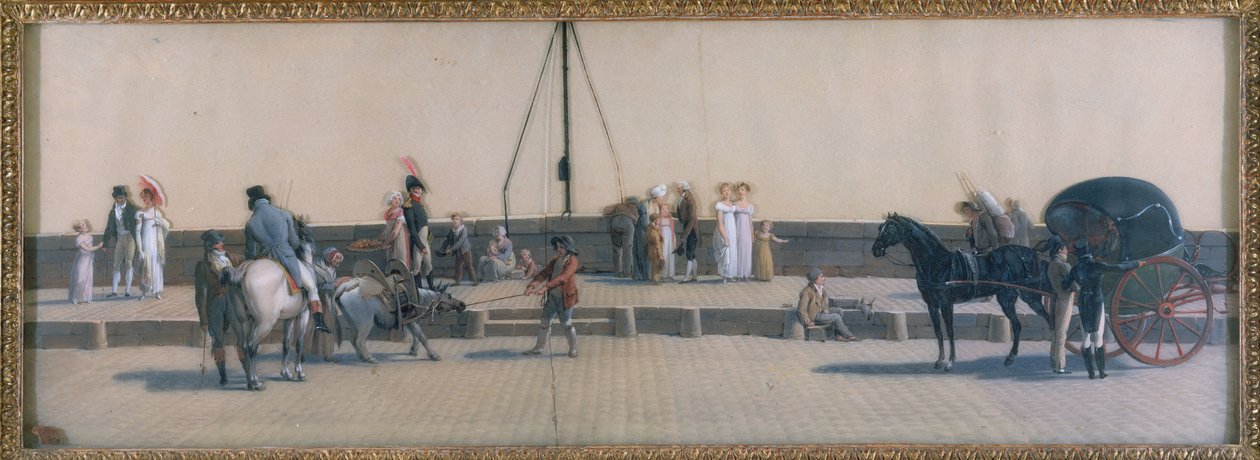Royal Bridge Passage, cerca de 1800 (óleo sobre vidro) de Louis Leopold Boilly