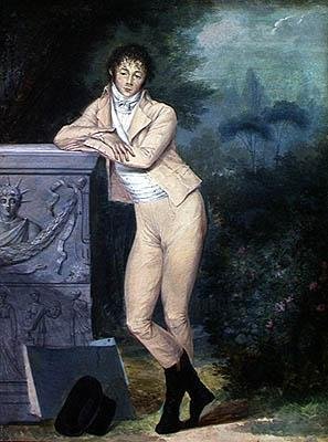 Auto-retrato em um Jardim (guache sobre papel) de Louis Leopold Boilly