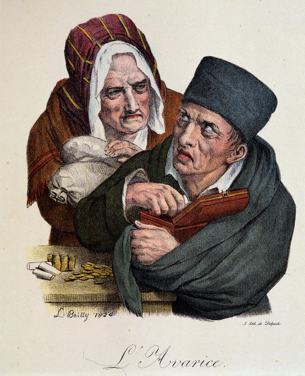 Sete Pecados Mortais: Ganância de Boilly de Louis Leopold Boilly