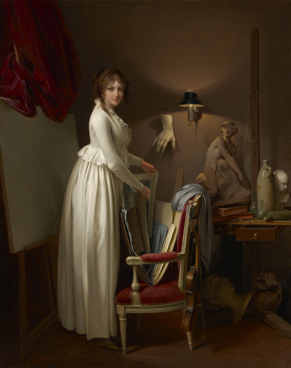A esposa do artista em seu estúdio, c.1795-99 de Louis Leopold Boilly
