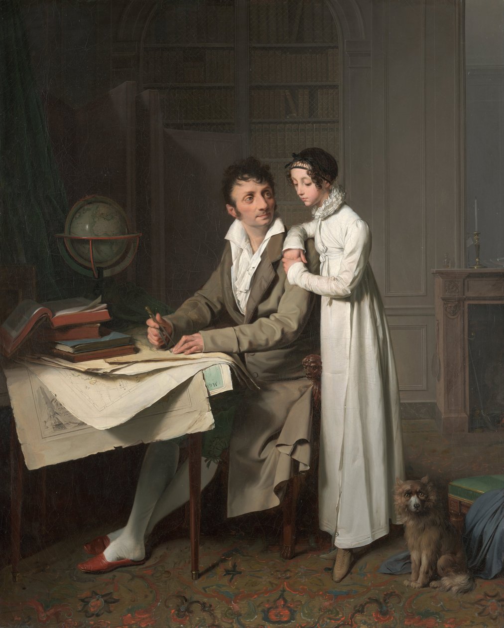 O retrato da lição de geografia de Monsieur Gaudry e sua filha de Louis Leopold Boilly