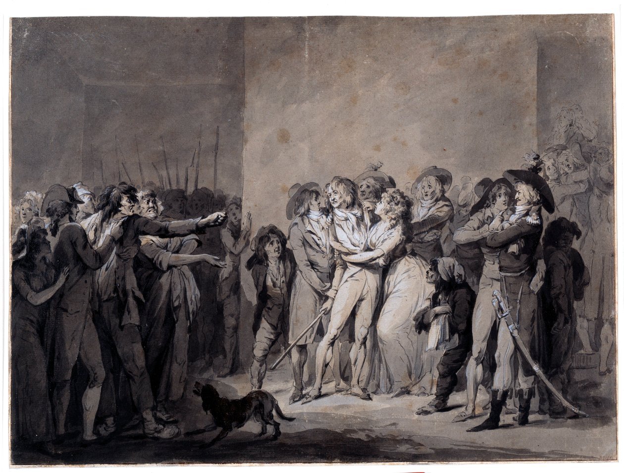 A prisão de Charlotte Corday (1768-1793) após o assassinato de Marat Drawing por Louis Leopold Boilly (1761-1845) Paris do século XIX, Musee Carnavalet de Louis Leopold Boilly