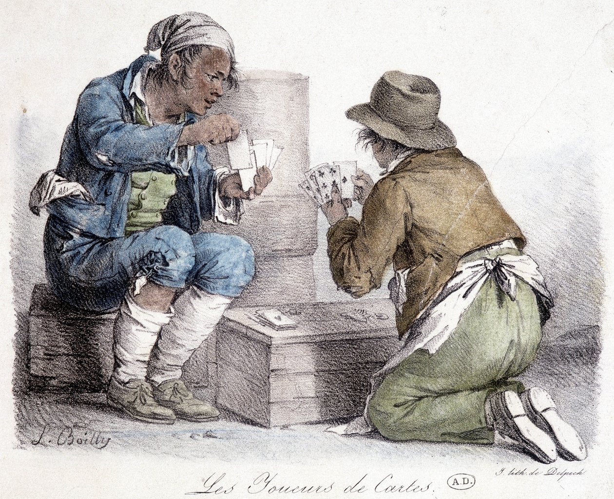 Os jogadores de cartas, gravados por L. Boilly, cerca de 1820. de Louis Leopold Boilly