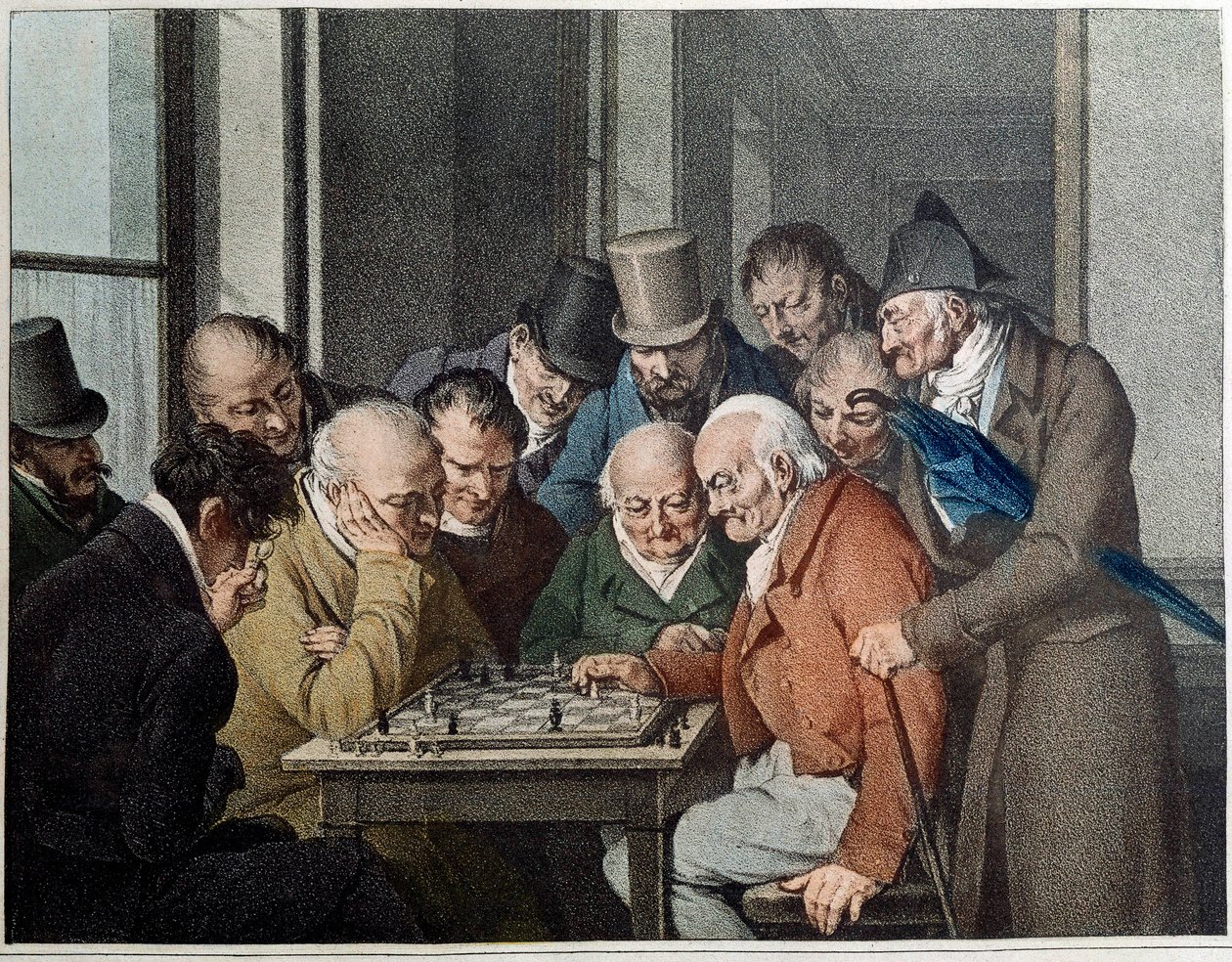 O jogo de xadrez Litografia de Louis Leopold Boilly (1761-1845) de Louis Leopold Boilly