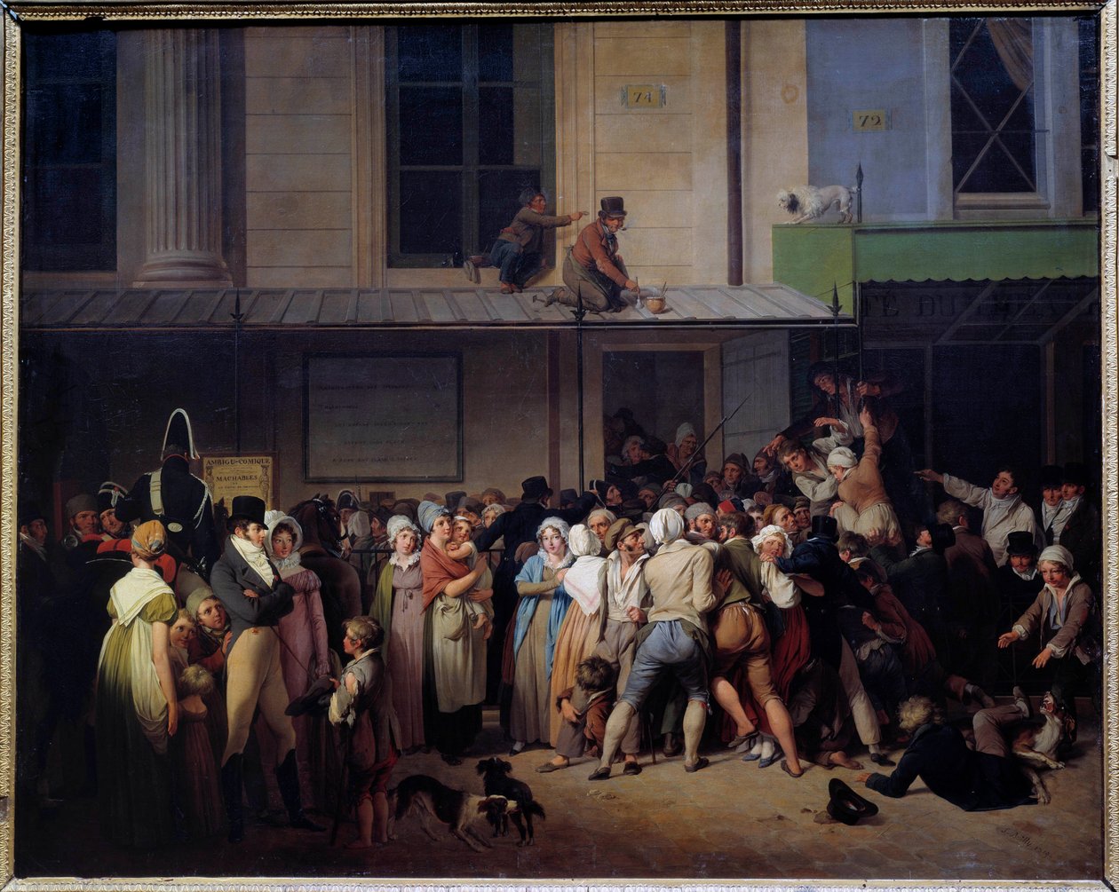 A entrada no teatro dos quadrinhos ambíguos tem uma representação livre Pintura de Louis Leopold Boilly (1761-1845) Sun. 0,66x0,80 m. de Louis Leopold Boilly