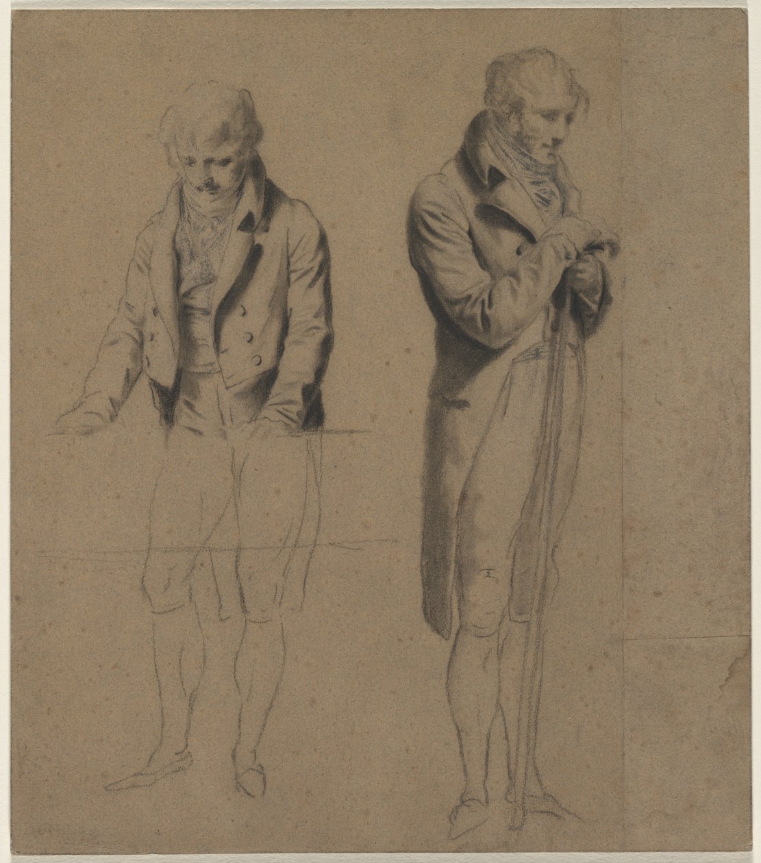 Estudo de duas figuras em pé para um jogo de bilhar, c. 1807 de Louis Leopold Boilly