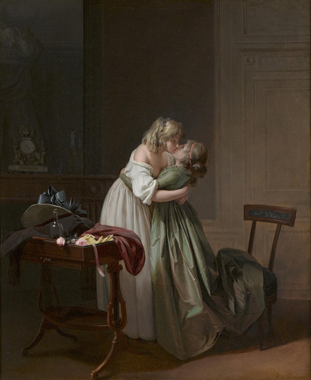 Beijo de duas jovens mulheres Duas jovens mulheres que beijam, ca 1790-1794. de Louis Leopold Boilly
