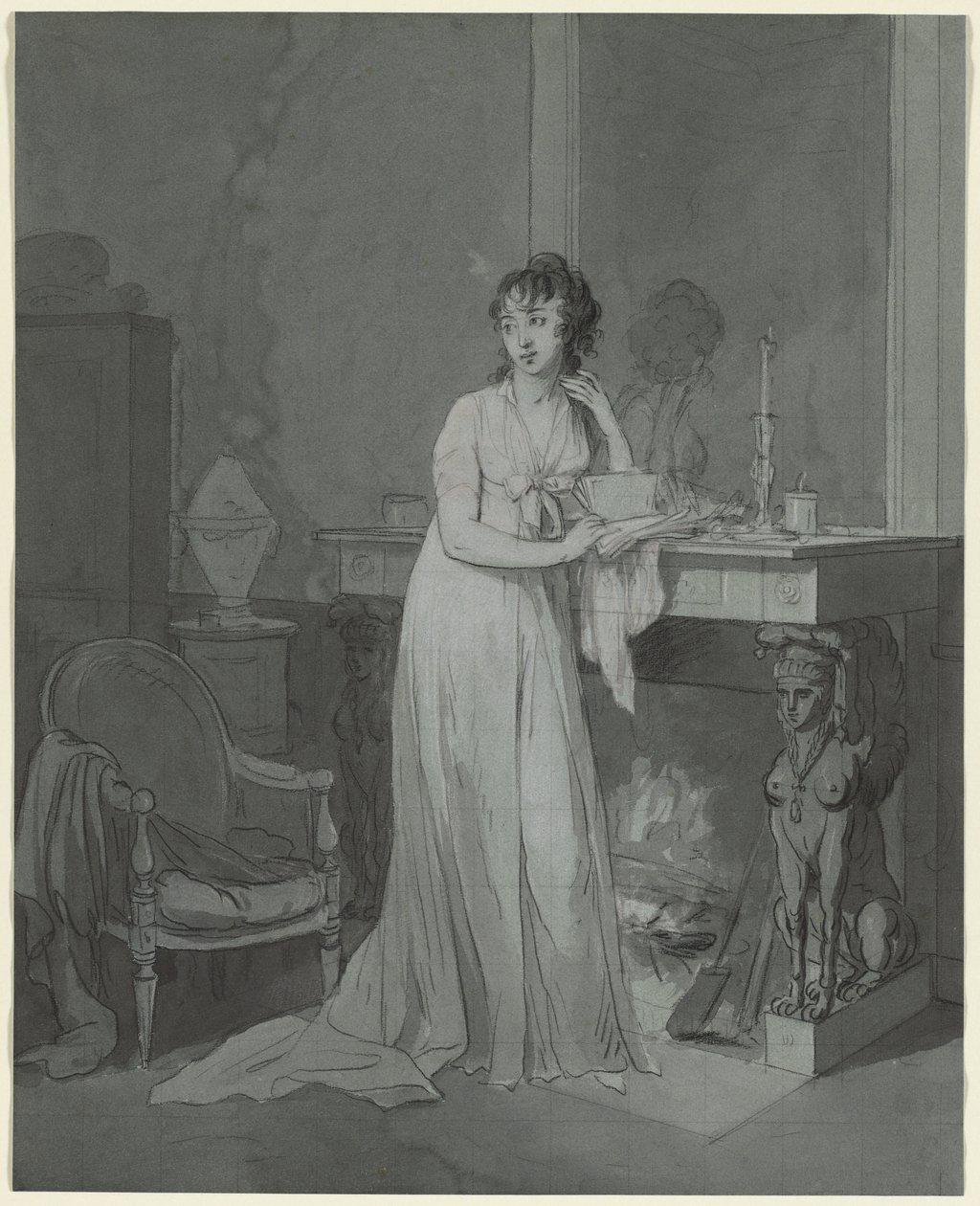 Mulher na frente de uma lareira, c. 1803 de Louis Leopold Boilly
