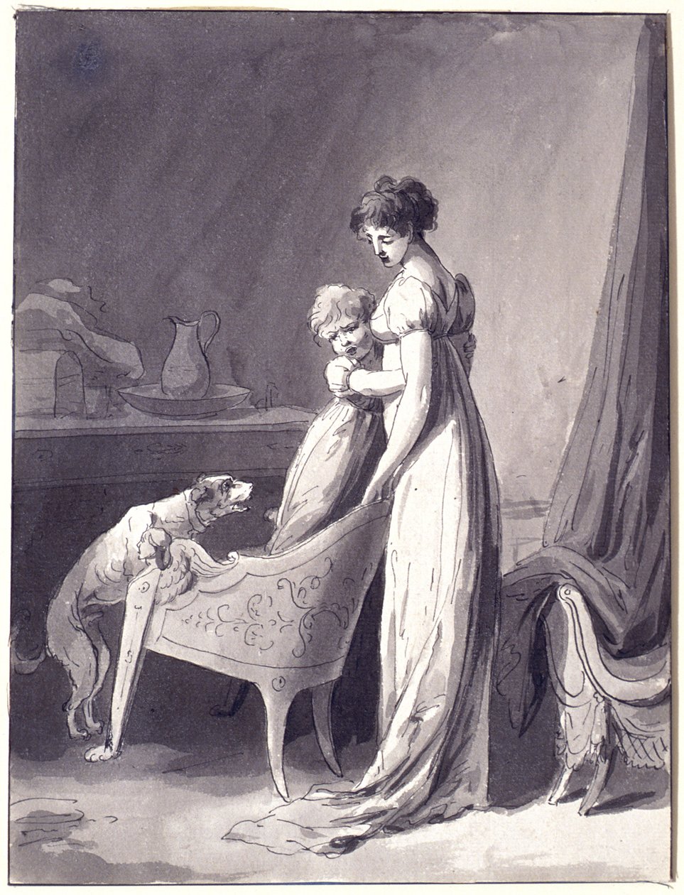Mulher com criança e cão de Louis Leopold Boilly