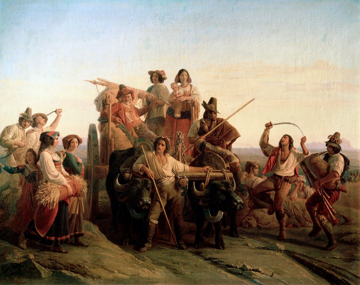 A chegada dos ceifeiros nos pântanos de Pontine, 1833 de Louis Leopold Robert
