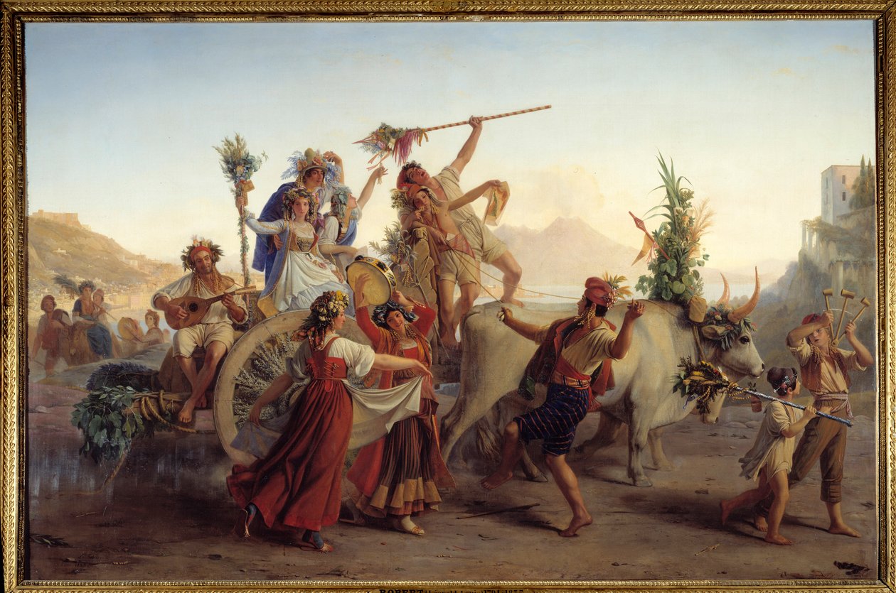 O Regresso da Festa da Madonna do Arco perto de Nápoles Pintura de Louis Leopold Robert (1794-1835) 1827 Sol. 1,47x2,12 m de Louis Leopold Robert