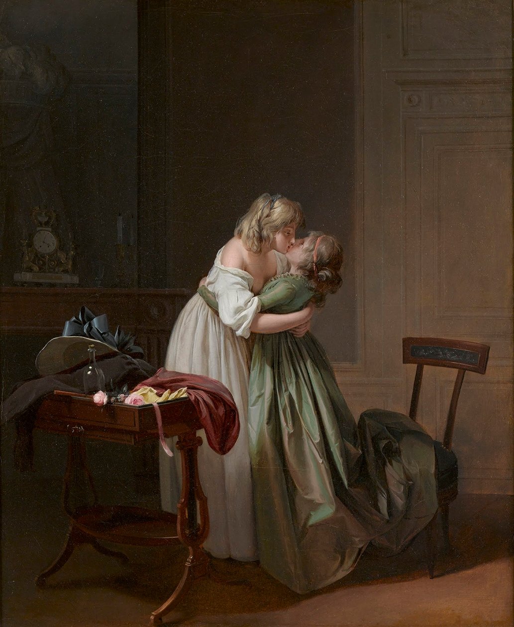 Louis-Léopold Boilly - Duas jovens a beijarem-se de Louis Leopold Boilly