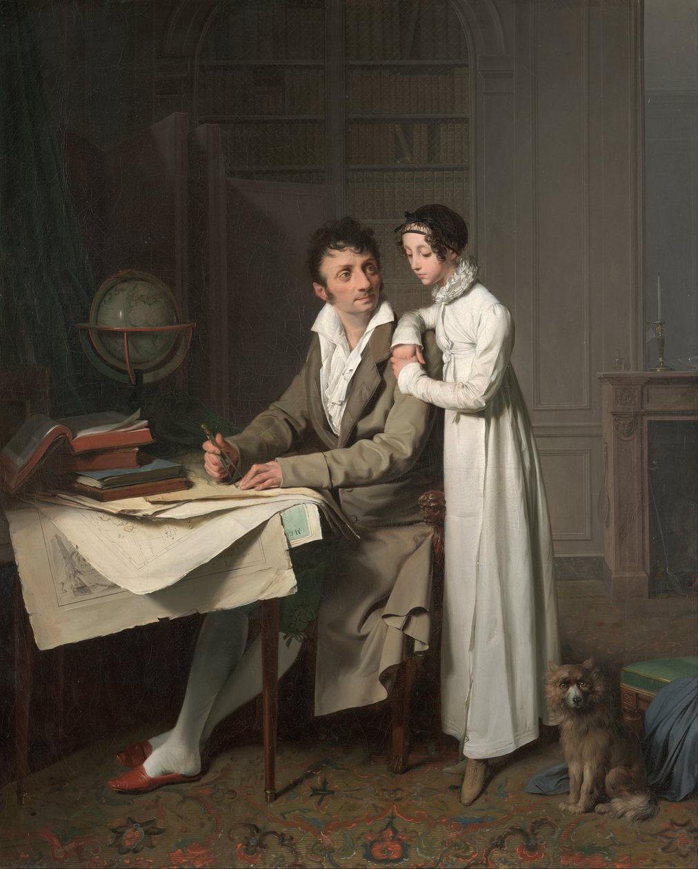 A lição de Geografia (Retrato de Monsieur Gaudry e da sua filha) de Louis Leopold Boilly