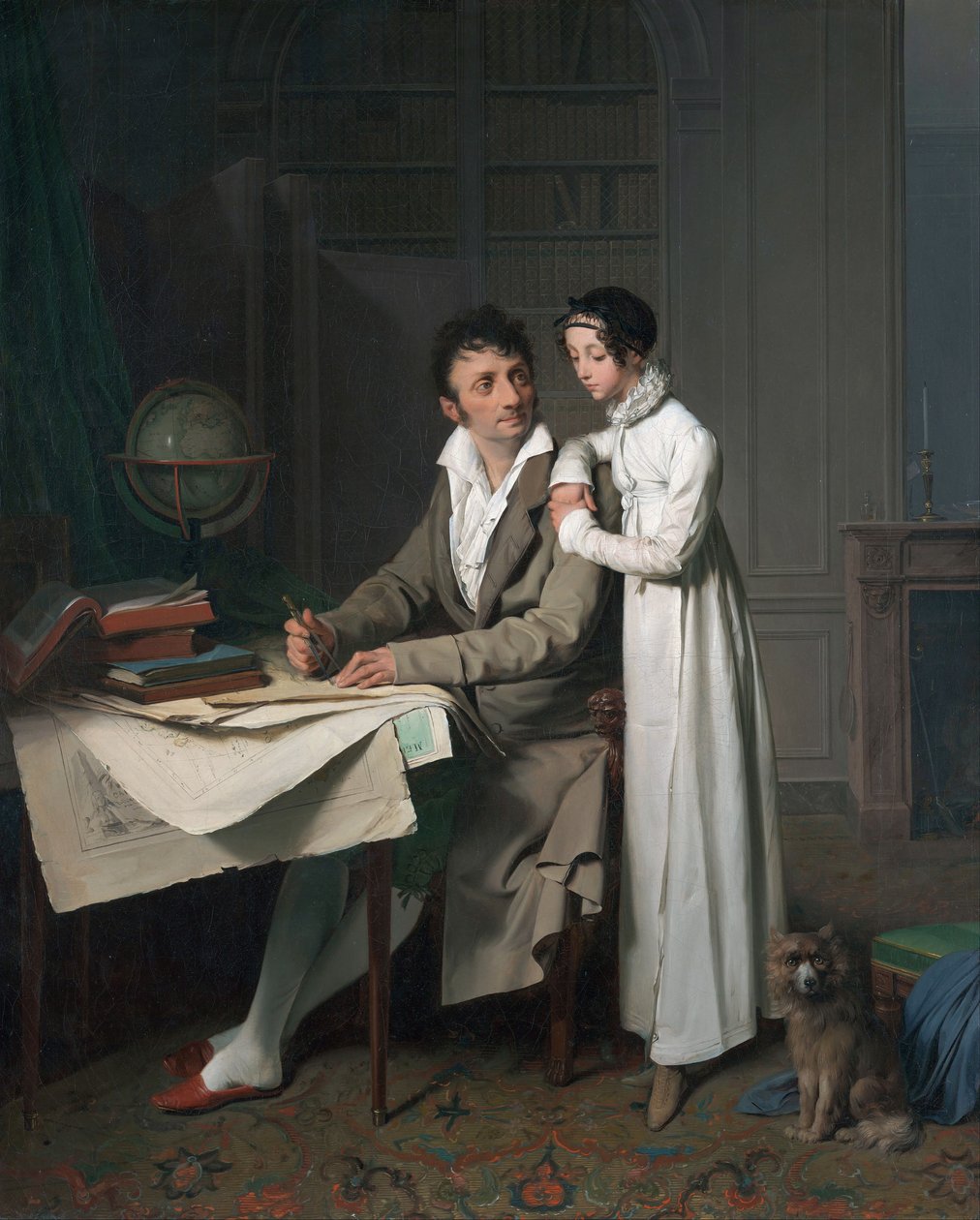 A lição de Geografia (Retrato de Monsieur Gaudry e da sua filha) de Louis Leopold Boilly