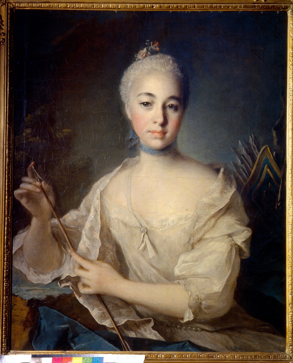Retrato da Condessa Anna Vorontsova (1743-1769) (Retrato da Condessa A. Vorontsova). Pintura de Louis Tocque (1696-1772), óleo sobre tela, por volta de 1758. Arte francesa de Louis Tocqué