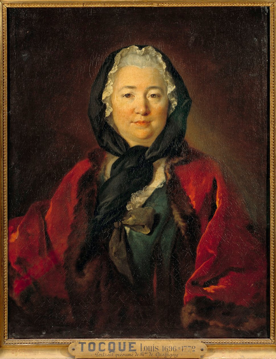 Retrato presumido de Madame de Graffigny (1695-1758) Escritor francês Pintura de Louis Tocque (1696-1772) Sol do século XVIII. 0,81x0,65 m de Louis Tocqué