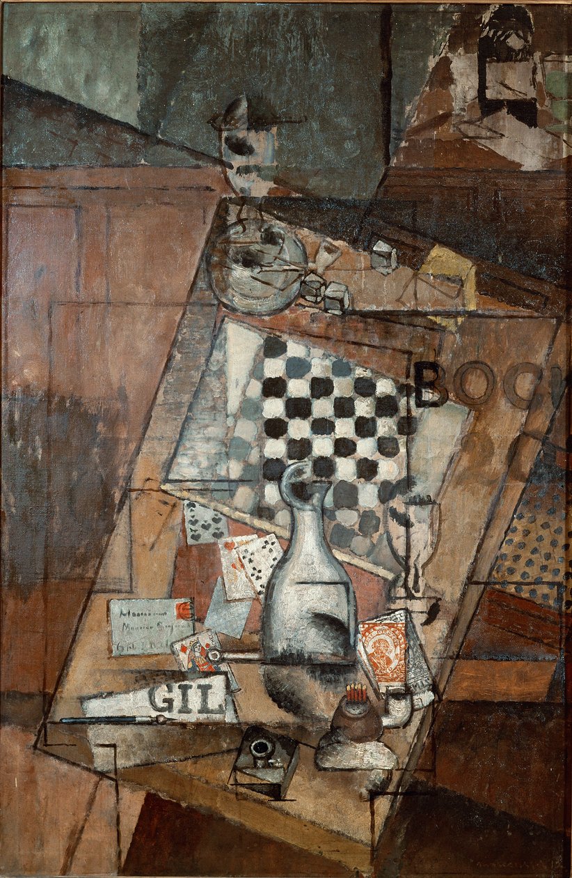 Still Life a Chess Painting de Louis Markus dit Louis Marcoussis (1878-1941) 1912 Sun. 143x97 cm Paris, Musee National d