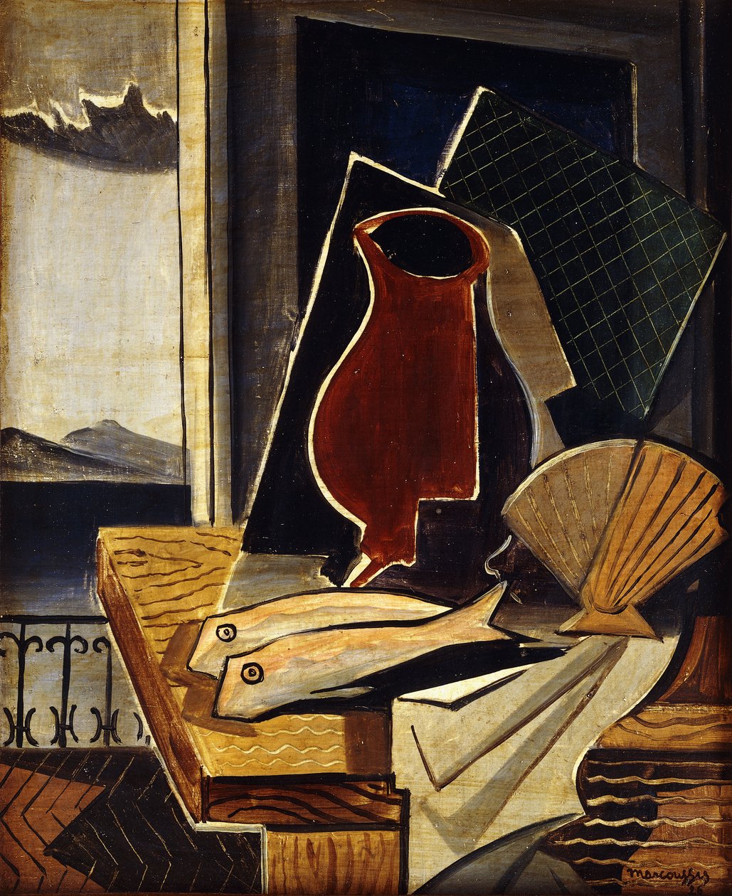 Mesa em frente a uma varanda; Mesa devant le Balcon, 1926 de Louis Marcoussis
