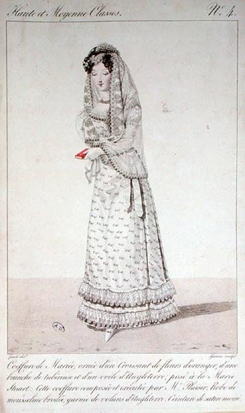 Vestido de noiva e coiffure, placa de moda nº 4 da série 