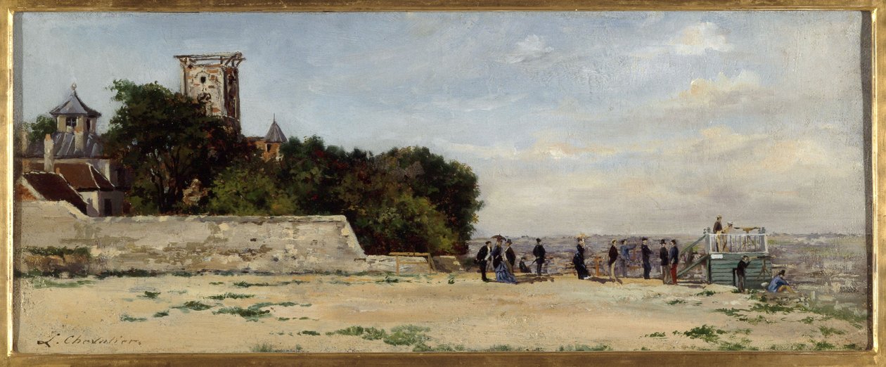Le sommet de la butte Montmartre, avec la tour Solférino, circa 1870, circa 1870 (óleo sobre tela) de Louis Marie Chevalier