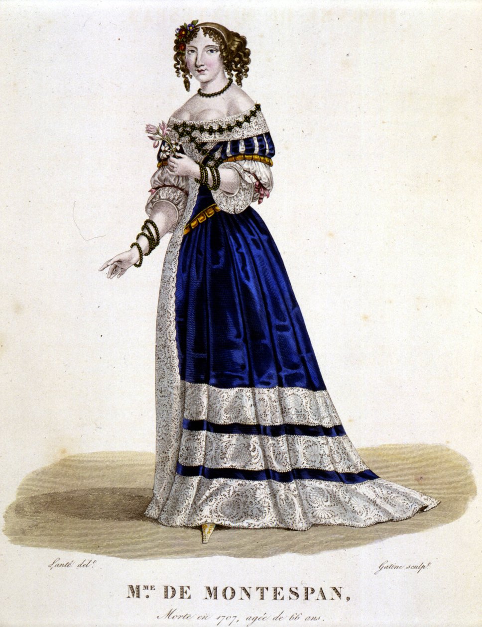 Françoise Athenais (Françoise-Athenais) de Rochechouart Mortemart, Marquise de Montespan (ou Madame de Montespan) (1640-1707) - na "Galerie francaise de femmes célèbres", desenho de Louis Maris Lante, Paris de Louis Marie Lante