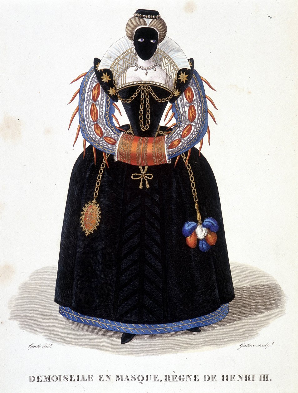 Retrato da Senhora na Máscara, segunda metade do século XVI. Na "Galerie francaise de femmes célèbres". de Louis Marie Lante