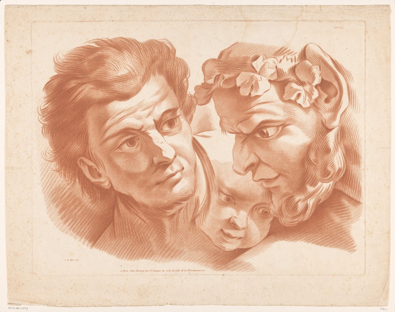 Três cabeças de Louis Marin Bonnet (possibly)