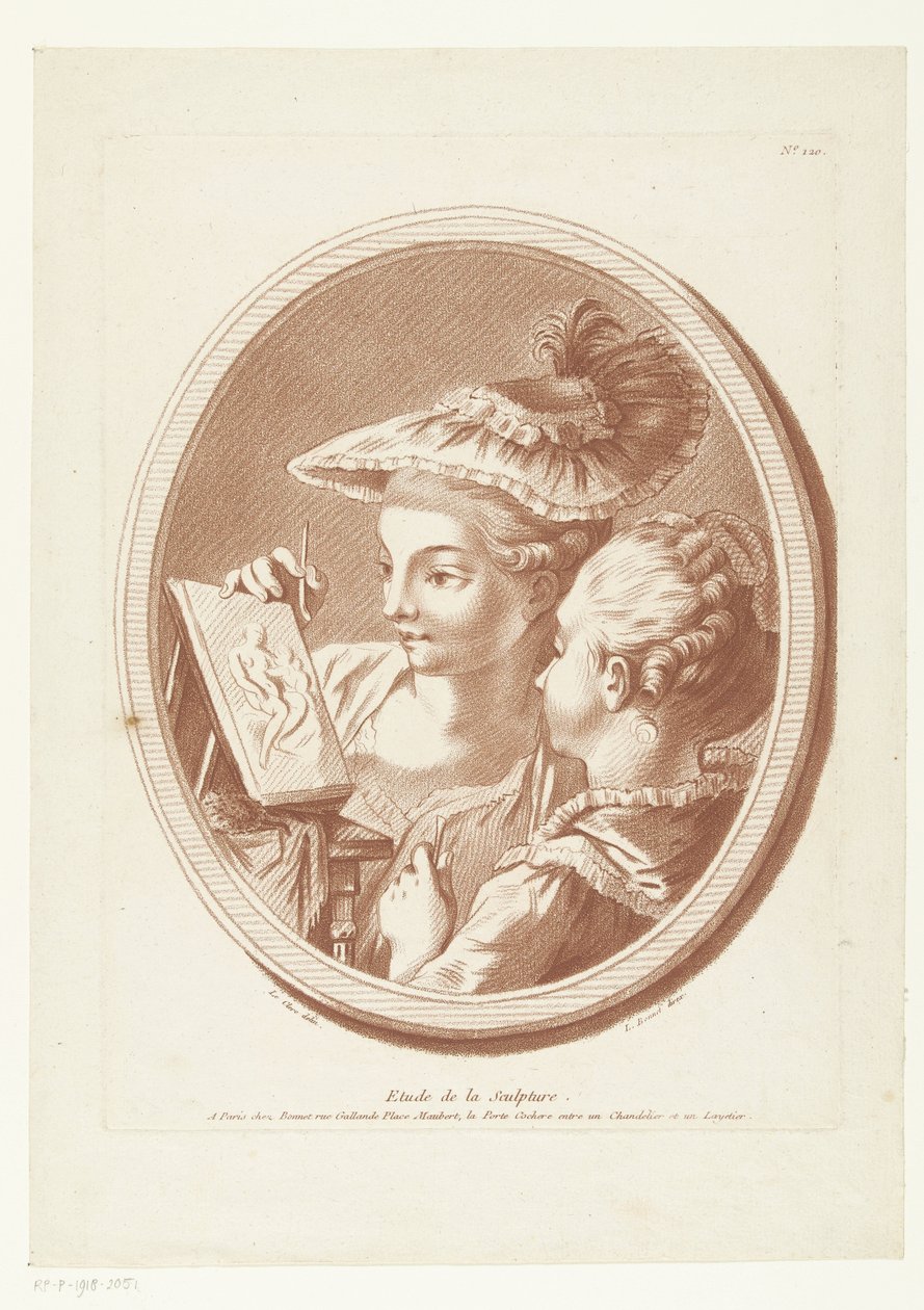 A lição da escultura Etude de la Sculpture (título no objeto) de Louis Marin Bonnet