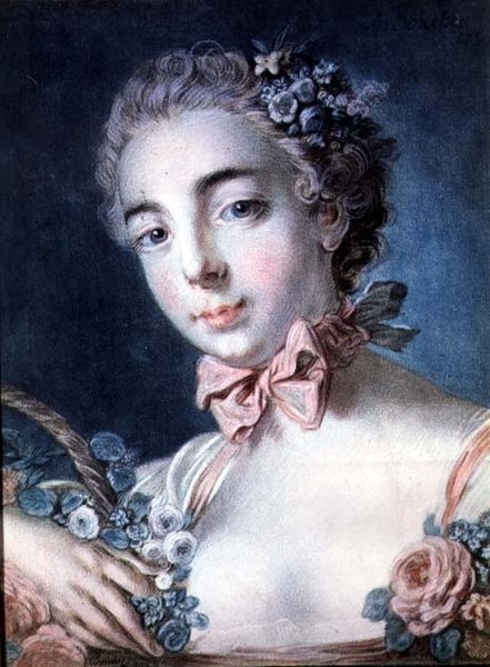Tete de Flore, retrato de Mme Baudion, filha de Boucher, depois de um desenho de Boucher de Louis Marin Bonnet