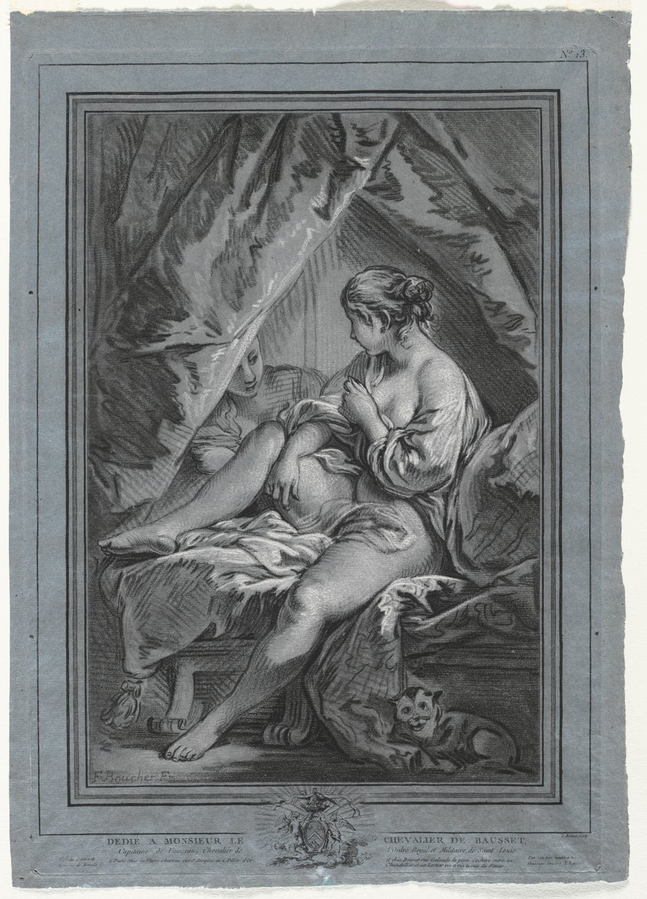 Jovem sentada em uma cama de Louis Marin Bonnet