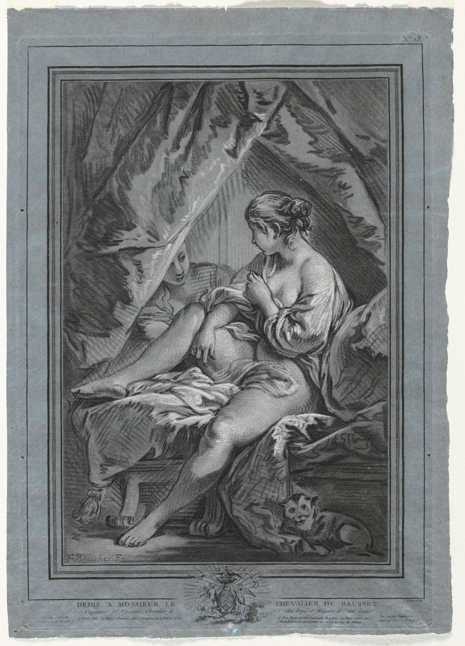Jovem mulher sentada em uma cama, 1764-1767. de Louis Marin Bonnet