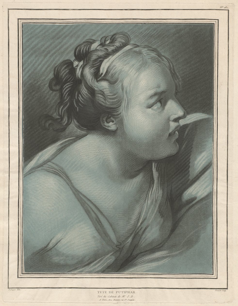 Tête de Putifar (chefe da esposa de Potifar) de Louis Marin Bonnet, after Jean Baptiste Deshays