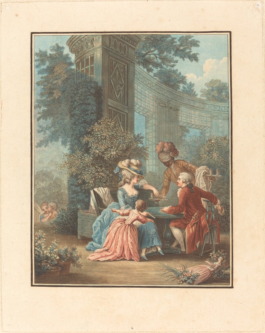 Chá da tarde de Louis Marin Bonnet after Pierre Antoine Baudouin
