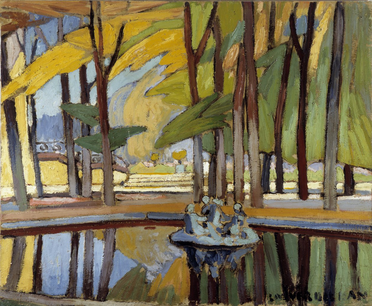 Bacia do parque de Versalhes Pintura de Louis Mathieu Verdilhan (1875-1928) Século XX Menção obrigatória: Colectânea de obras de fundação da Provença, Marselha de Louis Mathieu Verdilhan