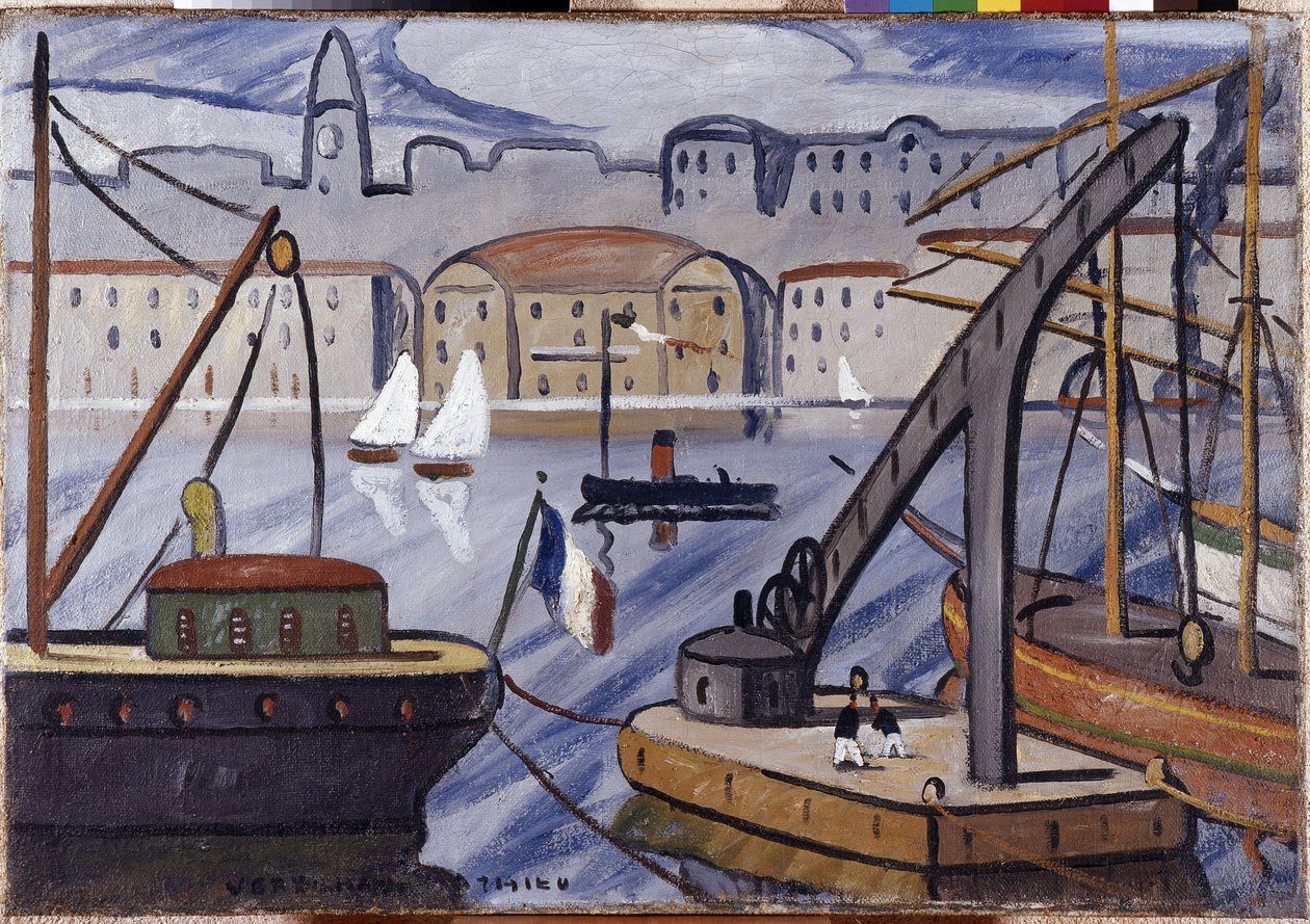 Vista do porto de Marselha. Pintura de Louis Mathieu Verdilhan (Louis-Mathieu Verdilhan de Louis Mathieu Verdilhan