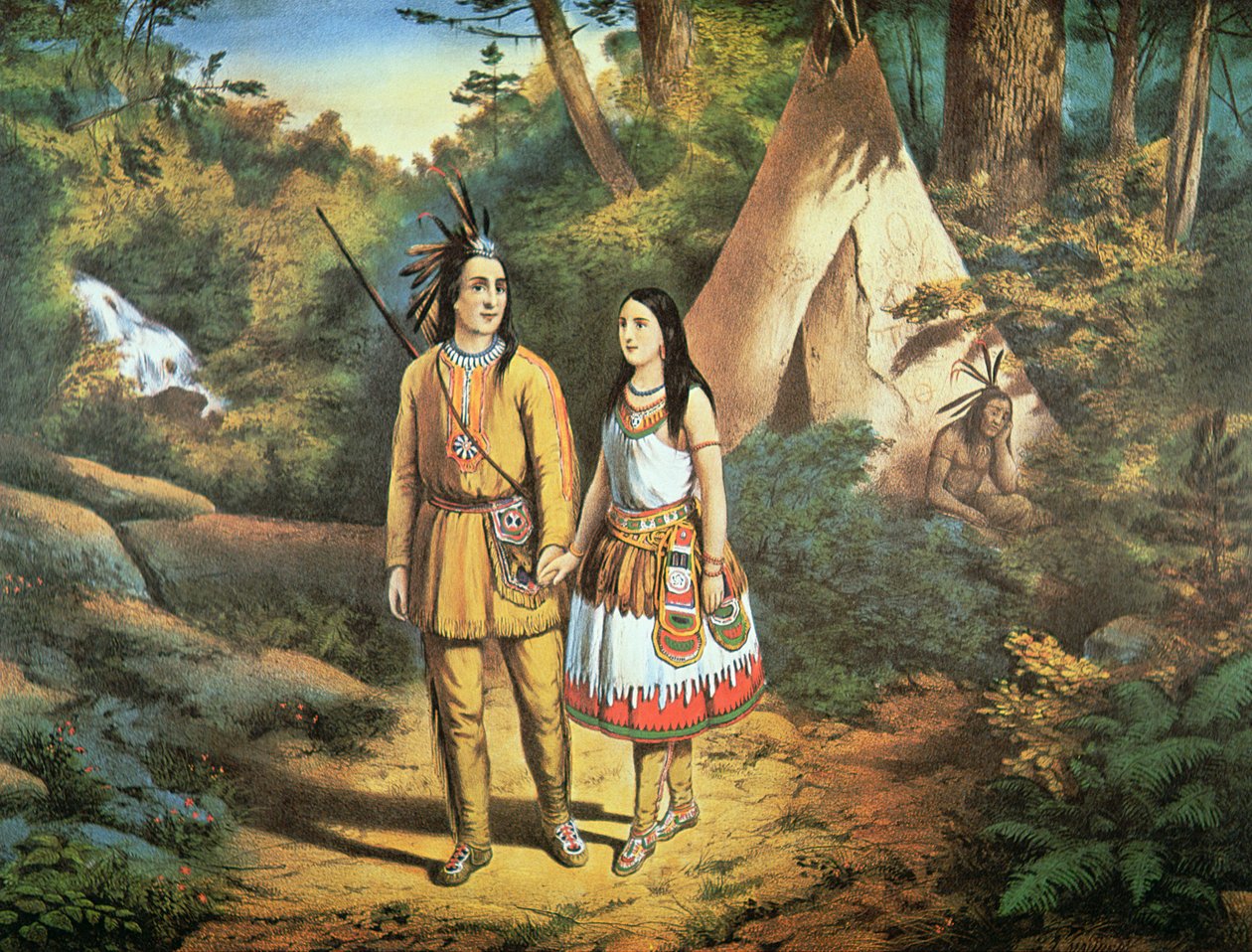 Casamento de Hiawatha (cor litho) de Louis Maurer