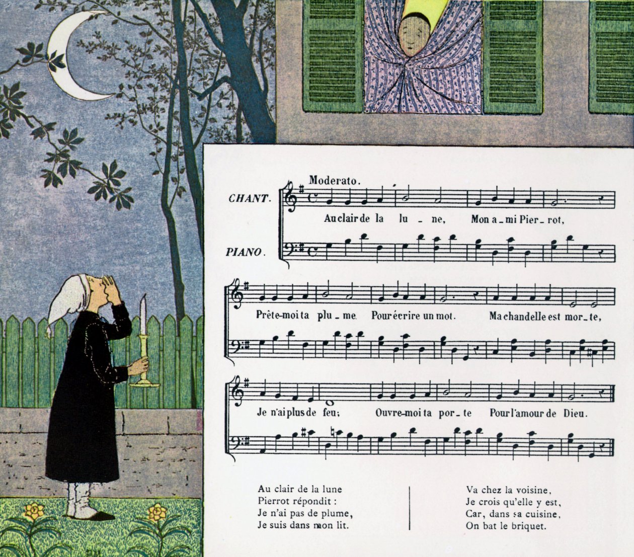 Partitura e ilustração da canção infantil 