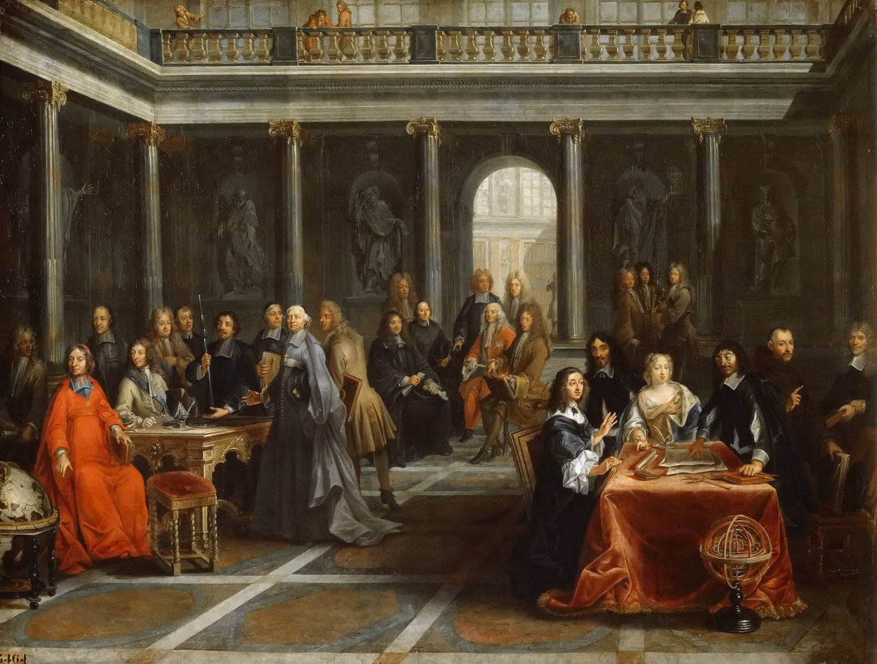 Rainha Cristina da Suécia, cercada por sua corte de Louis Michel Dumesnil the Younger
