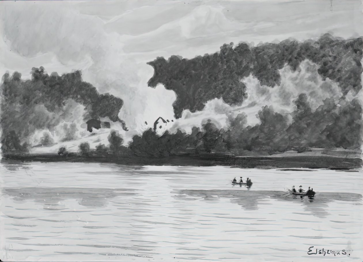 Fire Seen Seen From East Lyme, Connecticut, 1900. de Louis Michel Eilshemius