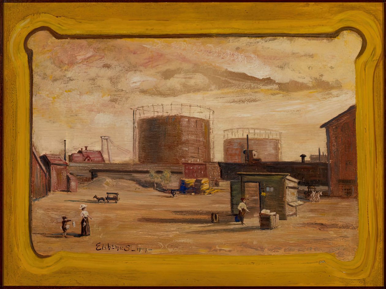 Tanques de gasolina no final da 23rd Street, Nova York, 1909. de Louis Michel Eilshemius