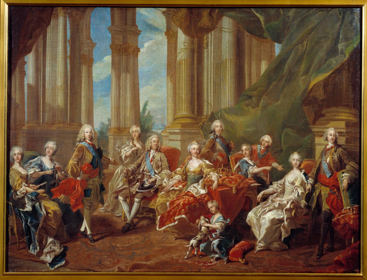 O Rei Filipe V (1683 - 1746) de Espanha e sua família. Esboço de Louis Michel Van Loo (1707-1771) de Louis Michel van Loo