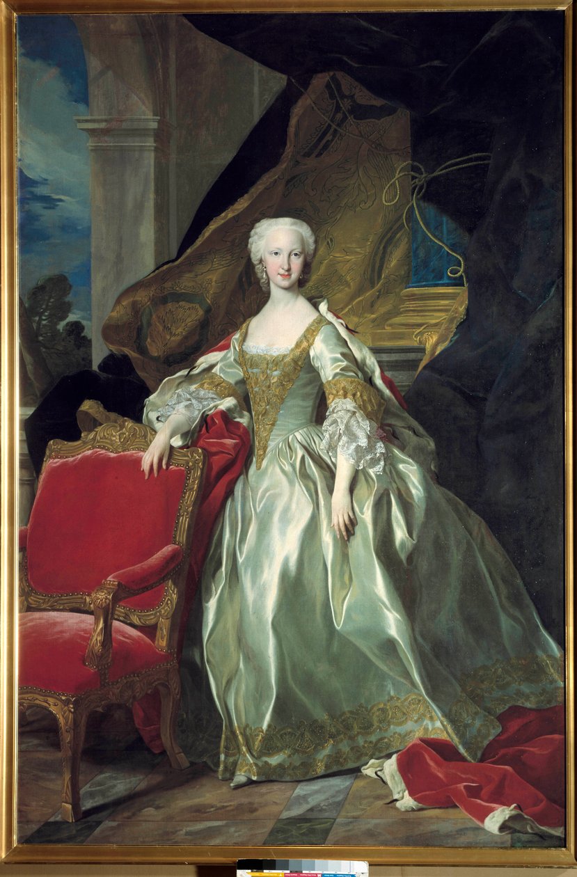 Retrato completo de Marie Therese (Marie-Therese) Raphaelle, Infanta de Espanha, Dauphine de França (1726 - 1746). Pintura de Louis Michel Van Loo (1707 - 1771) de Louis Michel van Loo