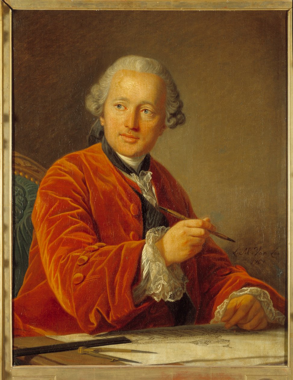 Retrato de Germain Soufflot (1713-1780) arquitecto da Pintura Pantheon de Louis Michel van Loo (1707-1771) Século XVIII 0,79x0,62 m de Louis Michel van Loo