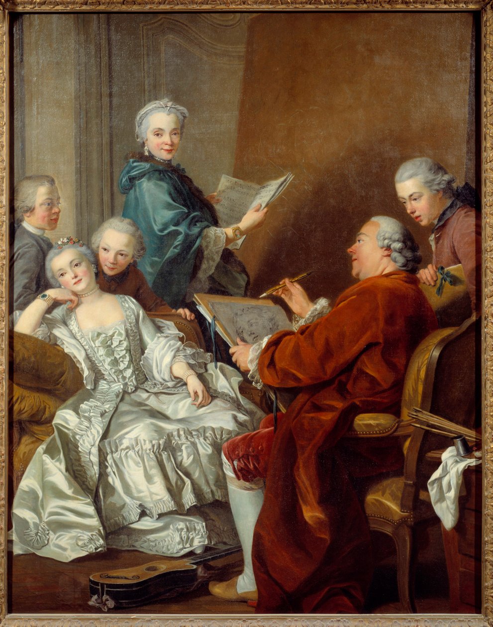 O pintor Carle van Loo e sua família Pintura de Louis Michel van Loo (1707-1771) Século XVIII Sol. 2x1,56 m Versailles, musee du chateau de Louis Michel van Loo