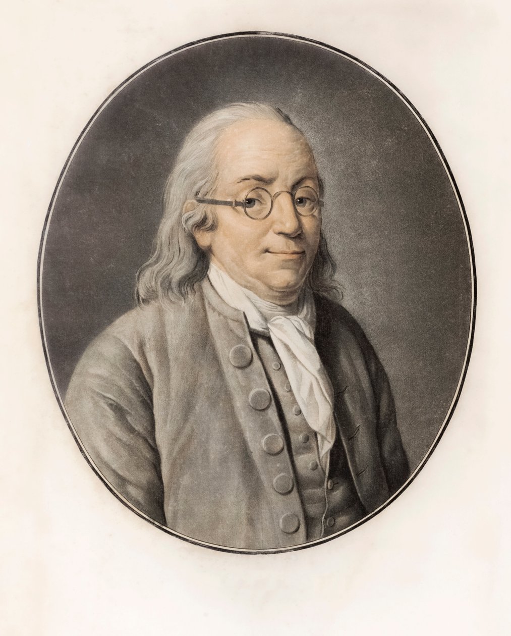 Benjamin Franklin. Retrato (gravura) de Louis Michel van (after) Loo