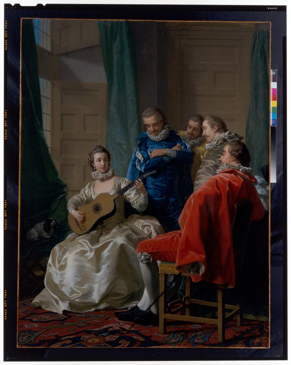Uma mulher espanhola a tocar guitarra de Louis Michel van Loo